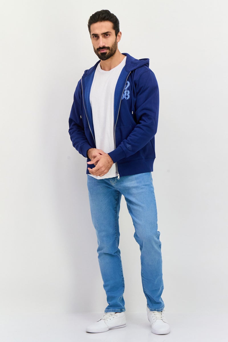 ESPRIT Men Hooded Graphic Print Long Sleeves Sweatshirt, Blue - Image 4