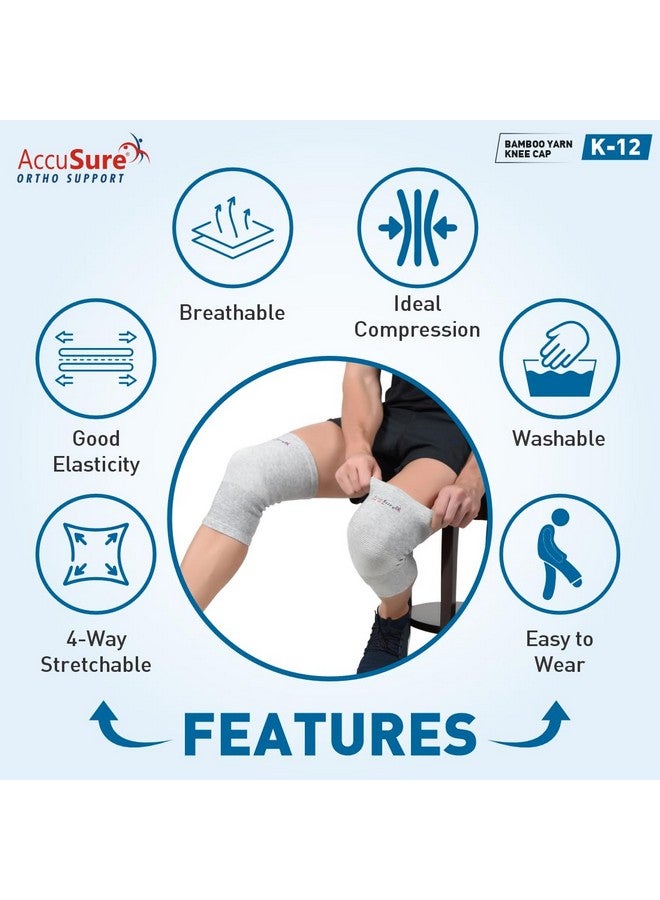 AccuSure Orthopedic Pain Relief Bamboo Yarn Knee Support Cap Brace/Sleeves Pair For Sports,Compression Support,Exercise,Gym,Running,Cycling,Knee Cap Guard Brace Knee Support For Men & Women-Xl - Image 2