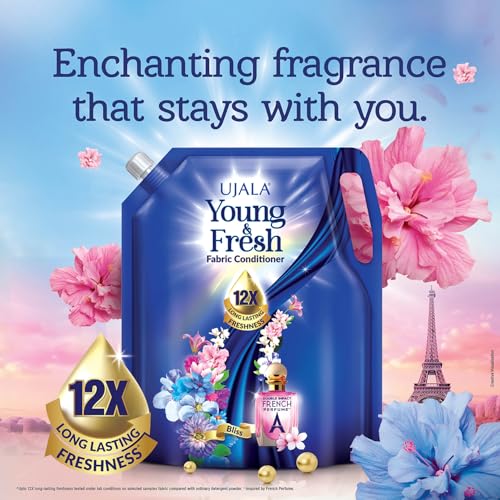 UJALA Young & Fresh Fabric Conditioner - 2L Pouch [ Bliss ] | After Wash Fabric Conditioner with Long-Lasting Fragrance | Powered with French Perfume | for Bucket Wash and Machine Wash,Liquid - Image 2