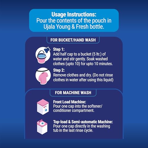 UJALA Young & Fresh Fabric Conditioner - 2L Pouch [ Bliss ] | After Wash Fabric Conditioner with Long-Lasting Fragrance | Powered with French Perfume | for Bucket Wash and Machine Wash,Liquid - Image 5