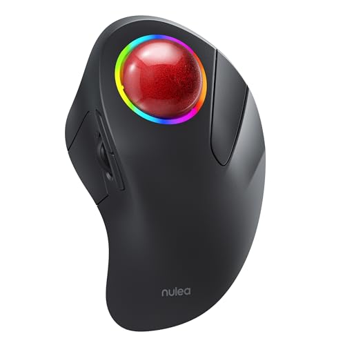 Nulea M505B Wireless Trackball Mouse, Rechargeable Ergonomic RGB Rollerball Mouse, Easy Index Finger Control with 5 Adjustable DPI, 3 Device Connection for PC, Laptop, iPad, Mac, Windows, Android - Image 1