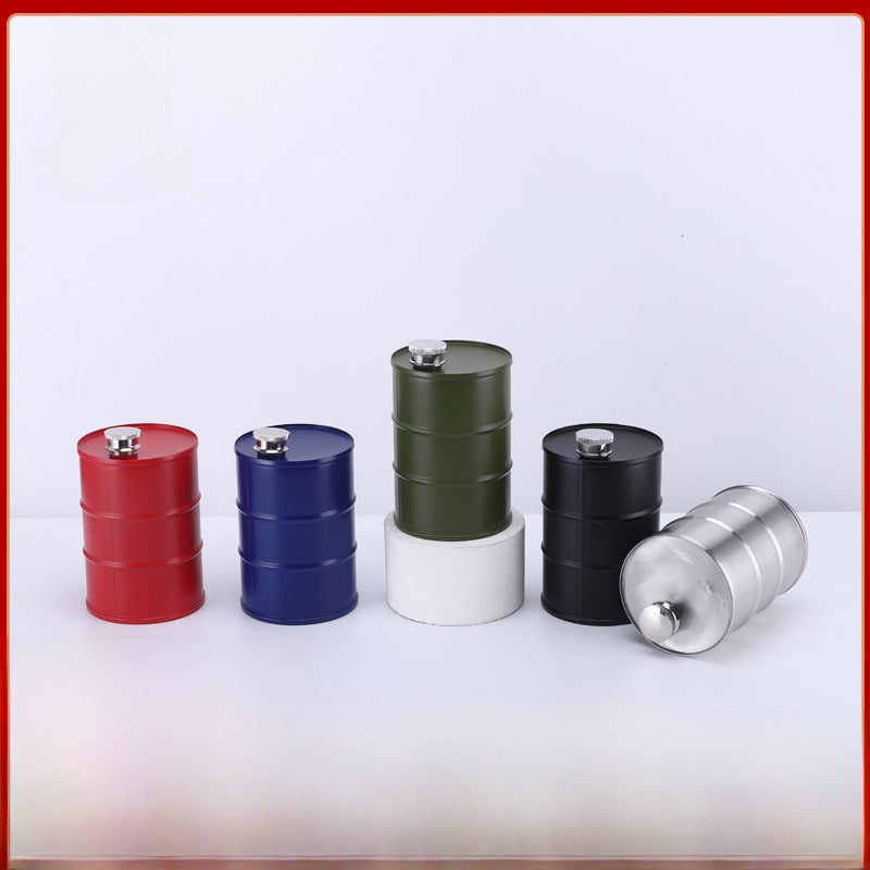 Stainless Steel Oil Bucket: Black Round Cylinder, Rust-Resistant & Durable - Portable Compact Design, Retro Styling for Outdoor Camping, Picnics, Home Kitchen Use - Image 2