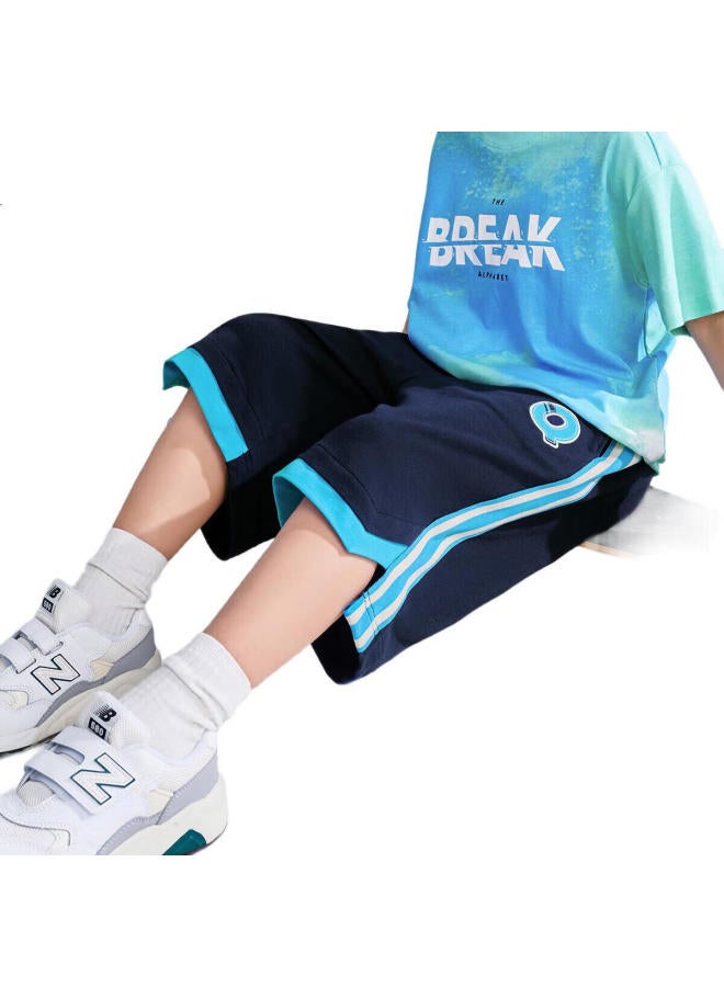 Qq Duck Children'S Clothing, Boys' Shorts, Casual Sports, Student And Youth Wear, Elastic Waistband, Dark Blue; 150 - Image 2