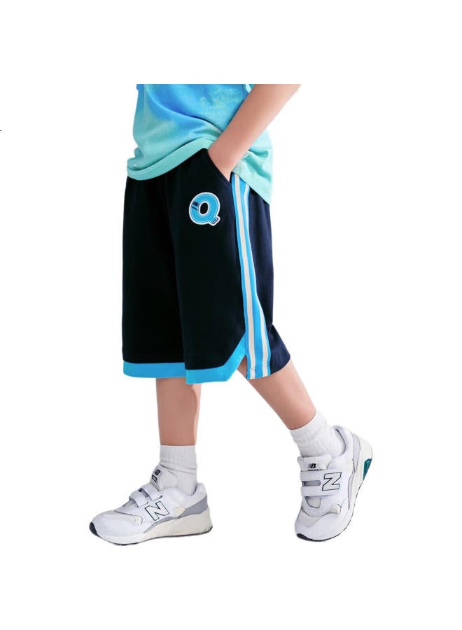 Qq Duck Children'S Clothing, Boys' Shorts, Casual Sports, Student And Youth Wear, Elastic Waistband, Dark Blue; 150 - Image 3