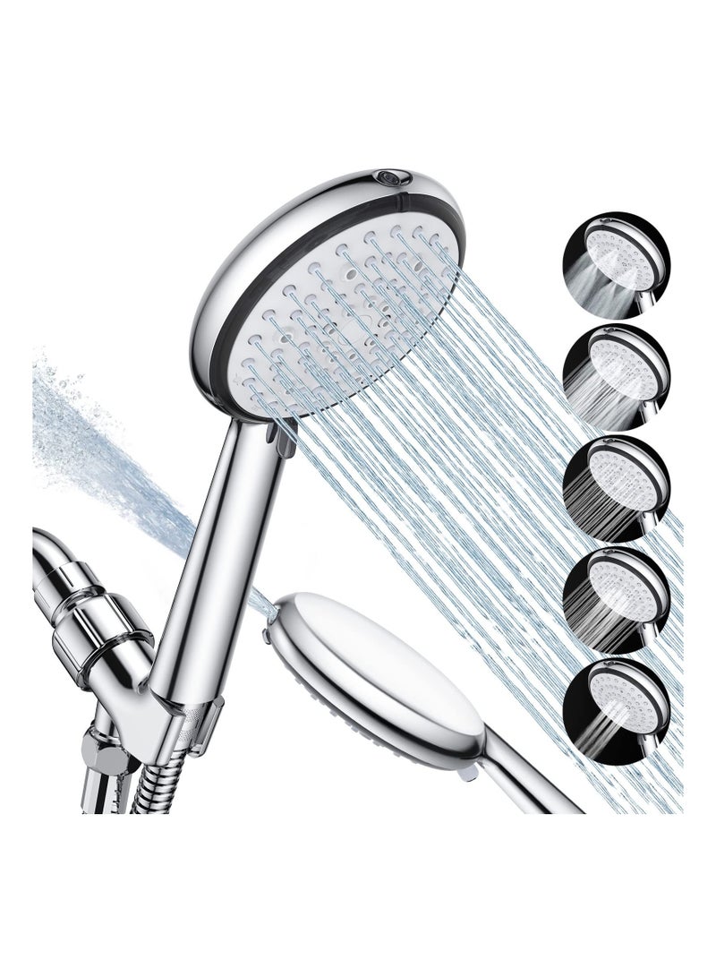 Y&D SYOSI, 6-Mode High Pressure Shower Heads and Built-in Power Wash Sprayer, Adjustable Bracket Extra Stainless Steel Hose  - Image 1