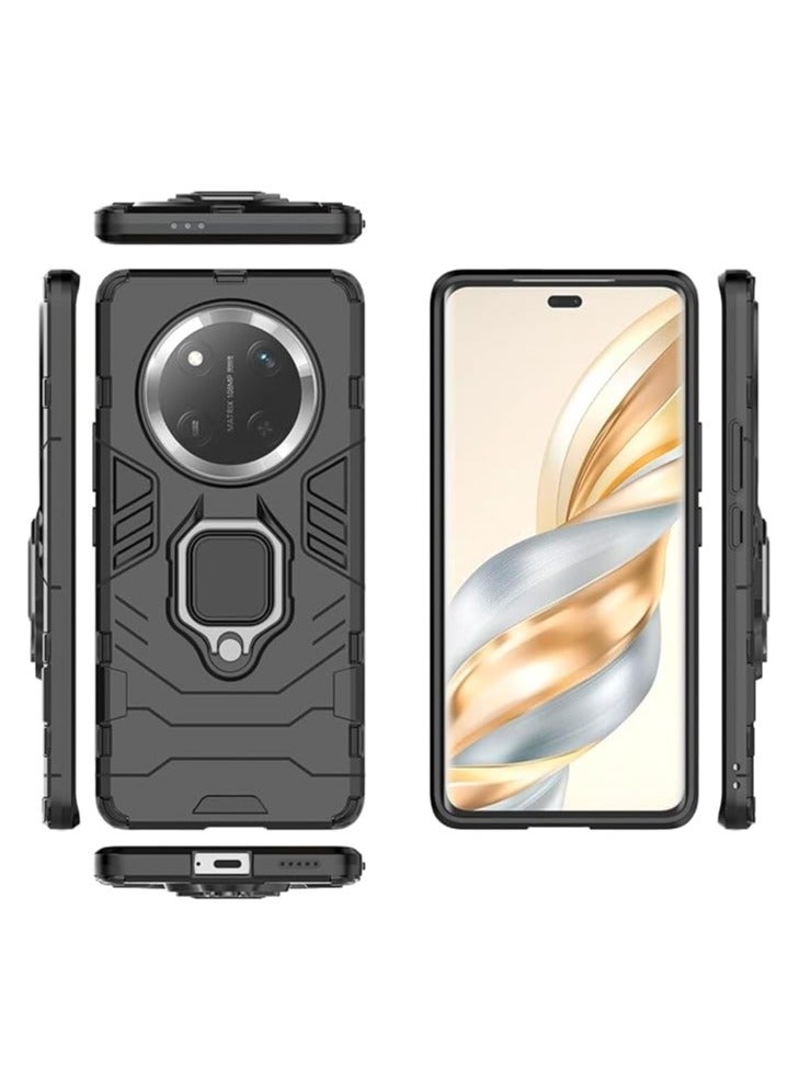 عام حالة متوافقة مع جهاز Honor X9c بحجم 6.78 بوصة منصرف في عام 2024، قاعدة معدنية دائرية 360° لدعم الهاتف ومتوافقة مع حامل مغناطيسي للسيارة، حالة هجينة مضادة للصدمات لـ Honor X9c. - Image 2