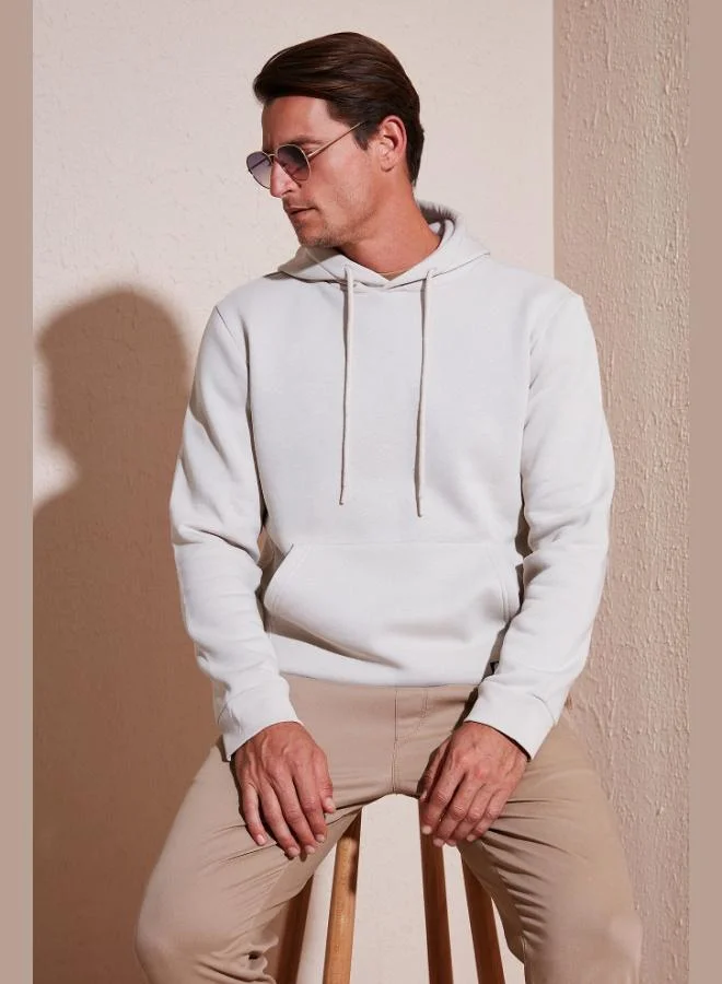 بوراتي سويت شيرت بقلنسوة بقصة عادية وجيب كنغر وبطانة صوف ناعم للرجال من بوراتي