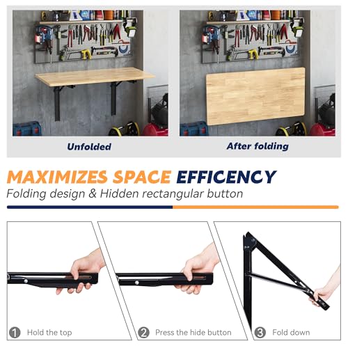 Ultrawall 24 inch Black Sturdy Folding Shelf Brackets, Heavy Duty Adjustable Steel Wall Mounted Collapsible Shelf Bracket, Max Load 550lb - Image 4