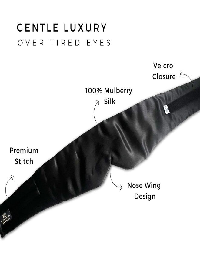 Samadhaan 100% Mulberry Silk Eye Mask for Sleeping | Sleep Mask for Side Sleepers | Adjustable Strap | Soft, Breathable Shade Cover | Blackout Silk Eye Sleeping Mask | Flight Essential | Black - Image 4