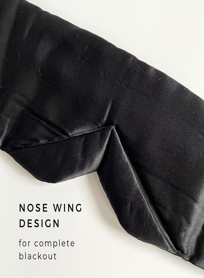 Samadhaan 100% Mulberry Silk Eye Mask for Sleeping | Sleep Mask for Side Sleepers | Adjustable Strap | Soft, Breathable Shade Cover | Blackout Silk Eye Sleeping Mask | Flight Essential | Black - Image 5