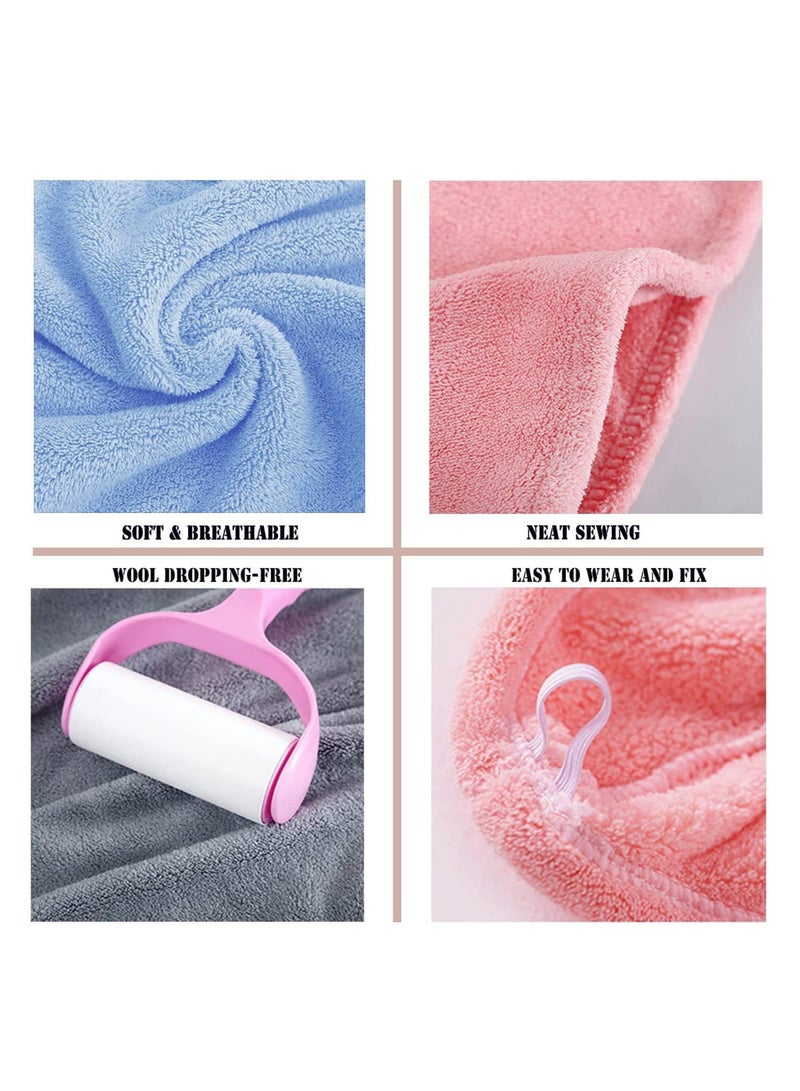 ECVV منشفة شعر من الألياف الدقيقة من ECVV، عبوتان، لفافة تجفيف الشعر مع زر وحلقة مرنة وتجفيف سريع للشعر، عمامة شعر ناعمة، منشفة استحمام فائقة الامتصاص، قبعة شعر لجميع تصفيفات الشعر للنساء والفتيات، عدد 1.0، 2 - Image 2