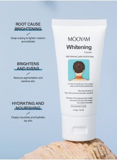 MOOYAM Whitening Cream With Retinol Lactic Acid  ,Dermatologist Tested,Hyperpigmentation Removal Cream For Dark Body Parts like Neck Ankles Knuckles Armpits 50g  - Image 2