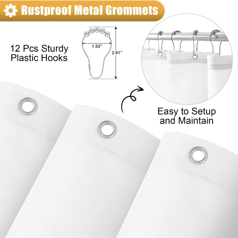 OLANLY Luxury Yellow and White Ombre Shower Curtain Sets with 12 Hooks  Waterproof and Washable Decorative Shower Curtains for Bathroom  72x72 Inches - Image 5