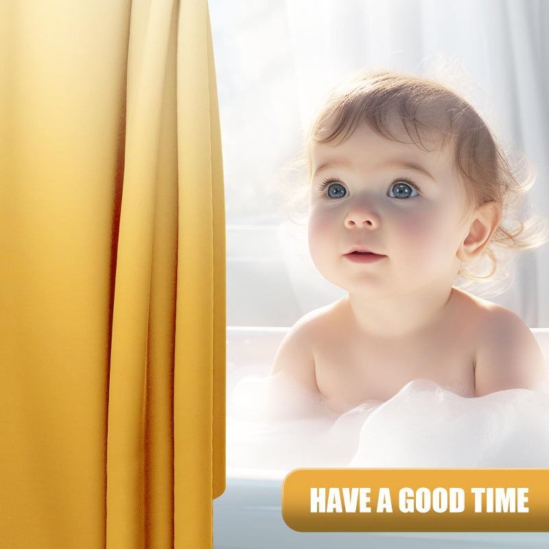 OLANLY Luxury Yellow and White Ombre Shower Curtain Sets with 12 Hooks  Waterproof and Washable Decorative Shower Curtains for Bathroom  72x72 Inches - Image 3