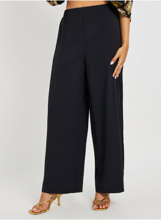 Styli Foil Printed Cape Look Top and Wide Leg Pants Set  - Image 5