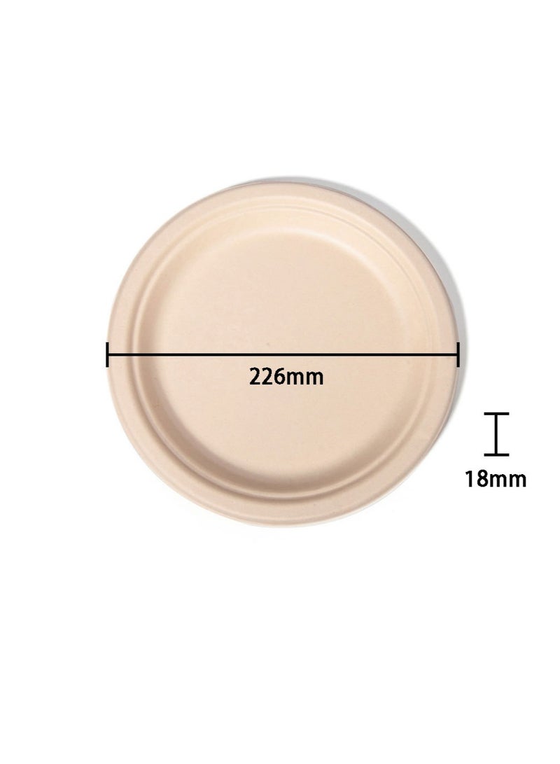 Paper Plates, 100% Compostable Heavy Duty, Disposable 9 Inch, Small Dessert Plate - [50-Pack]- Eco-Friendly, Biodegradable Bagasse Natural Brown Small Plates  - Image 4