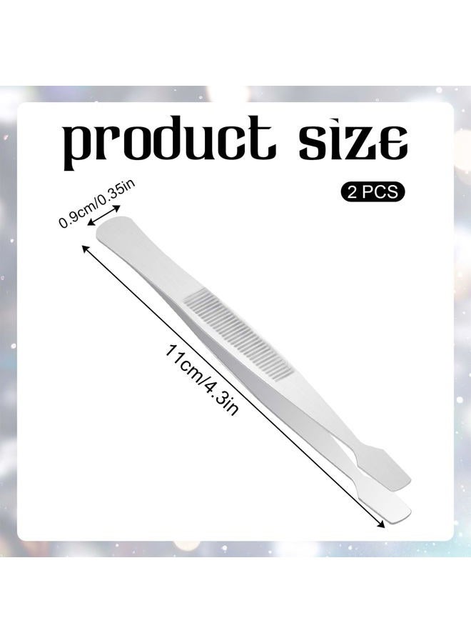 Salbsever 2 Pcs Stamp Tweezers Tongs Stainless Steel Collecting Supplies Philately Stamps Collector Tools Flat Wide Tip Precision For Stamps, Documents, Photo Development - Image 3