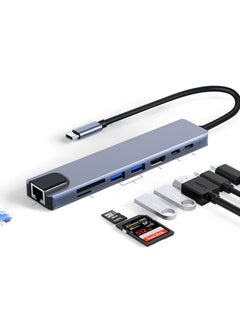 Generic 8 in 1 USB Type C Hub, 4K@30Hz, 2.0 3.0 Port, Ethernet, PD100W Charging, SD TF Card Reader, Compatible with USB Laptops and Other Devices, 8 in 1  - Image 1