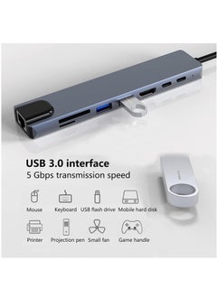 Generic 8 in 1 USB Type C Hub, 4K@30Hz, 2.0 3.0 Port, Ethernet, PD100W Charging, SD TF Card Reader, Compatible with USB Laptops and Other Devices, 8 in 1  - Image 4