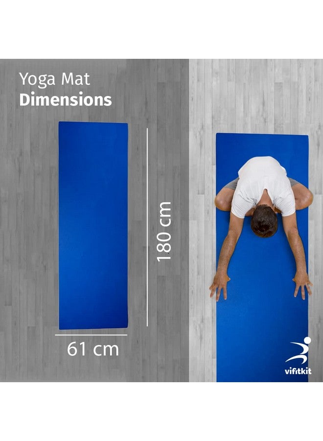 Vifitkit Yoga mat for Women, Yoga Mat for Men, Exercise Mat for Home Workout, Anti Slip Yoga Mat Workout, Yoga Mat For Kids, Gym Mat for Workout at Home with Strap (Blue, 4mm) - Image 4