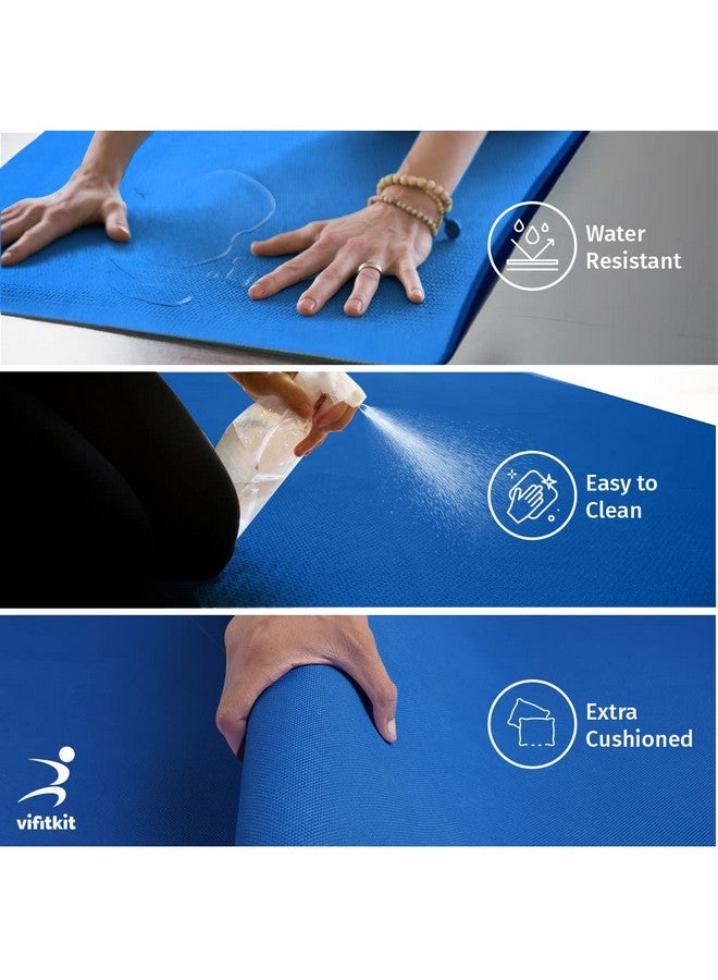 Vifitkit Yoga mat for Women, Yoga Mat for Men, Exercise Mat for Home Workout, Anti Slip Yoga Mat Workout, Yoga Mat For Kids, Gym Mat for Workout at Home with Strap (Blue, 4mm) - Image 5