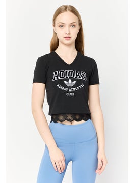 adidas Originals Women Sportswear Fit Short Sleeve Training Top, Black  - Image 1