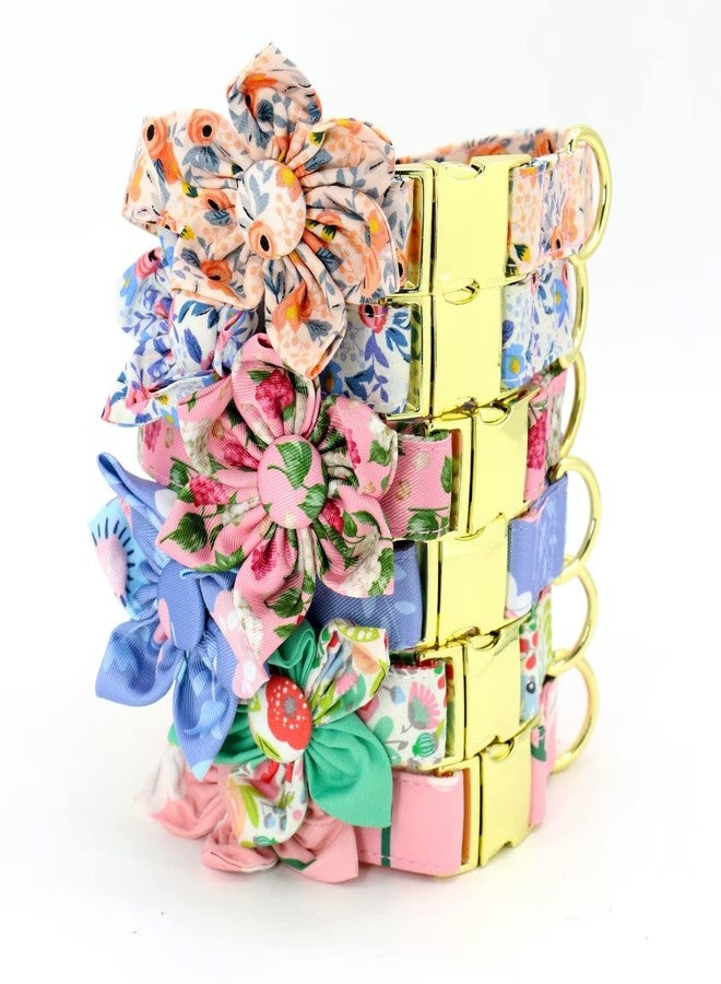 Beirui Cute Girl Dog Collar and Leash Set for Female Dogs- Floral Dog Collar with Flower for Small Medium Large Dogs Puppy, S:Neck 10-16", Leash 5FT, Pink-2 - Image 4