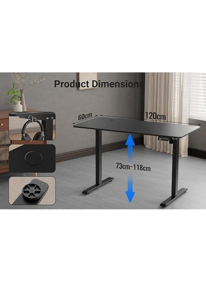 Anovara - Anovara Standing Desk Height Adjustable Desk Standing Desk 120 X 60cm Adjustable Office Desk Stand Up Computer Desk (Black, 120cm) - Image 1