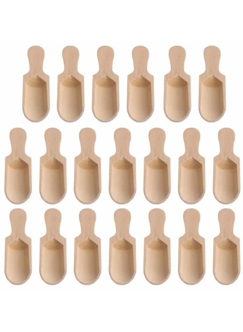 20pcs, Natural Wooden Scoop and Spoon Set for Flour, Bath Salt, Sugar, Coffee, and More - 7.3cm x 2.4cm