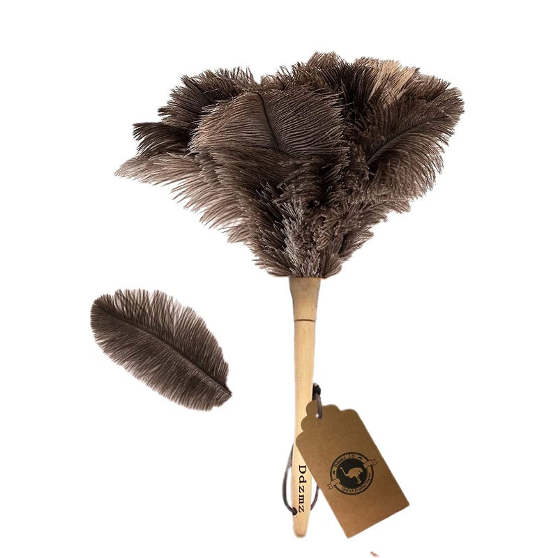 Ostrich Feather Duster for CleaningFurniture Dusters with Handle Ddzmz Hand Duster with Fluffy Natural Genuine Feather Reusable Household Duster Gray and BrownLength 16
