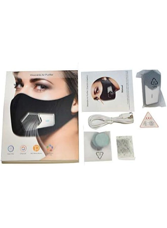 RSenr Fashion Powered Wearable Air Purifying Mask with Filter, Washable, Rechargeable and Replaceable filter, for Work Protection, Running, Outdoor Sports - Image 3