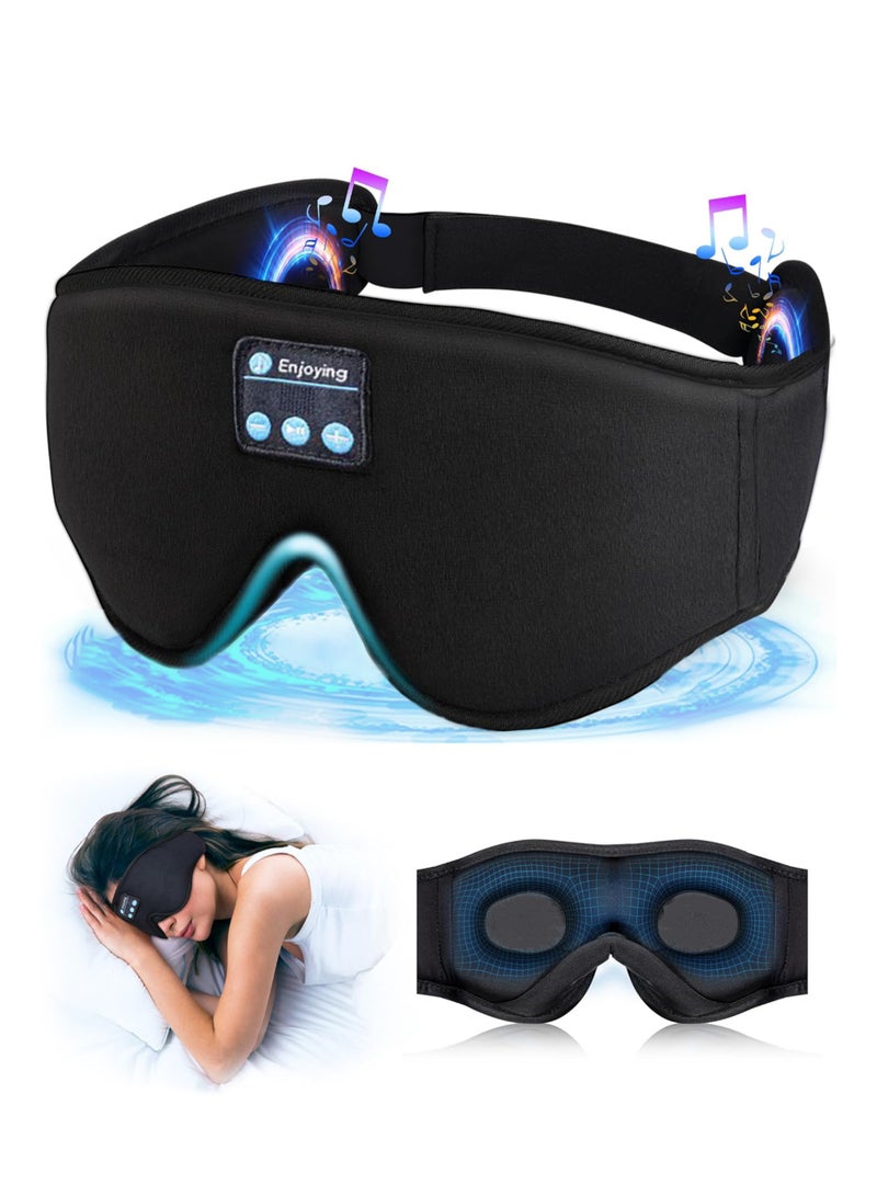 Sleeping Headphones 3D Sleeping Mask Bluetooth Wireless Music Blackout Eye Mask Side Bluetooth Headset Ultra-thin Stereo Speakers Soft Comfortable and Breathable Sleeping Eye Mask for Men and Women Eye Mask for Travel/Sleeping - Image 1