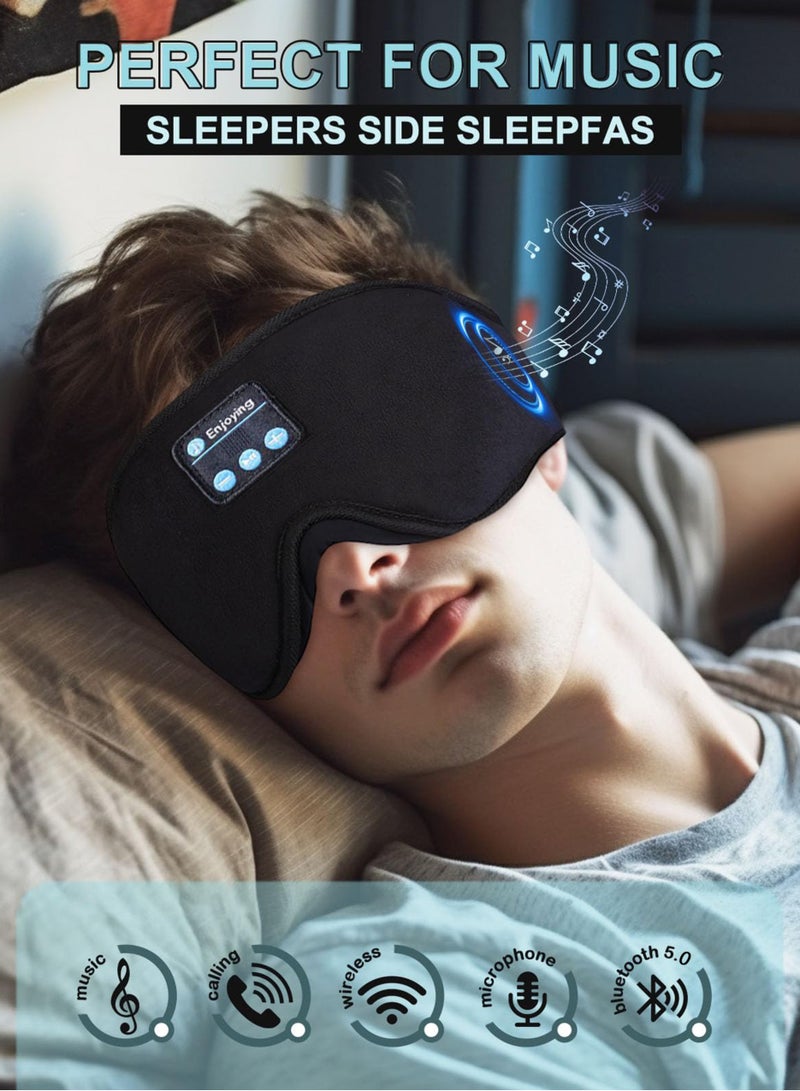 Sleeping Headphones 3D Sleeping Mask Bluetooth Wireless Music Blackout Eye Mask Side Bluetooth Headset Ultra-thin Stereo Speakers Soft Comfortable and Breathable Sleeping Eye Mask for Men and Women Eye Mask for Travel/Sleeping - Image 5