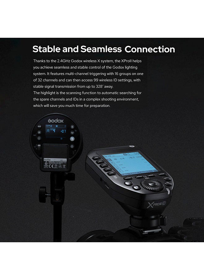Godox - Godox XPROII-C 2.4G Wireless Flash Trigger Transmitter TTL Autoflash 1/8000s HSS Large LCD Screen 32 Channels 16 Groups Replacement for Canon Cameras - Image 1