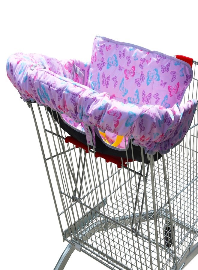 Gowraps 2-in-1 Shopping Cart and High Chair Cover-Grocery Cart Cover for Babies Toddlers Infants Resturant Highchair Cover-Padded Folds to Portable Pouch for Baby Boy Girl (Butterfly) - Image 2
