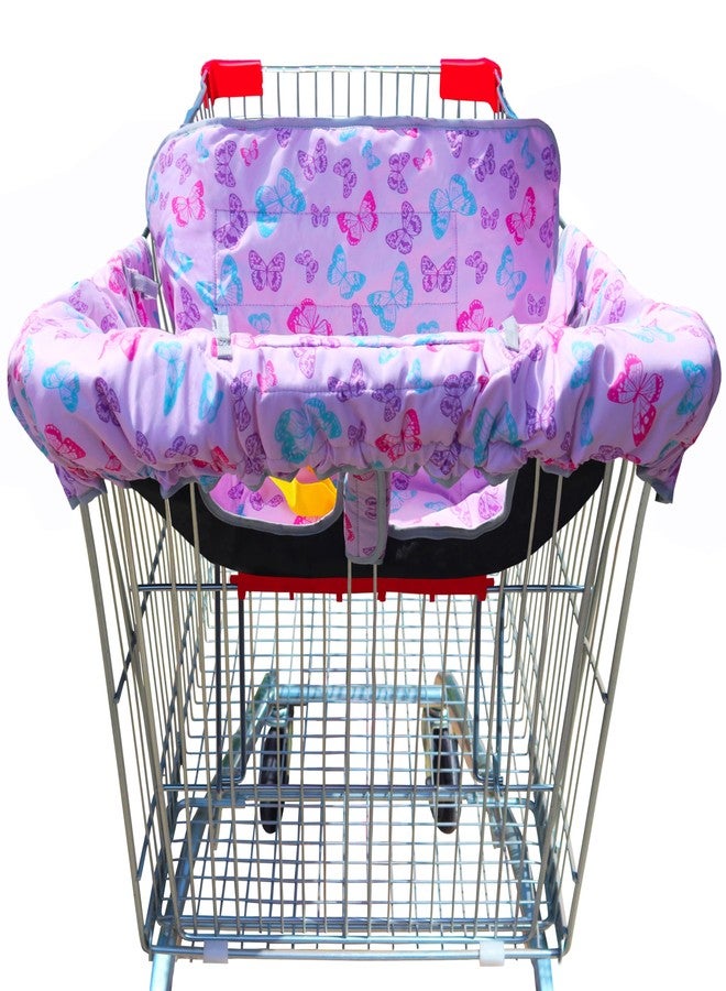 Gowraps 2-in-1 Shopping Cart and High Chair Cover-Grocery Cart Cover for Babies Toddlers Infants Resturant Highchair Cover-Padded Folds to Portable Pouch for Baby Boy Girl (Butterfly) - Image 1