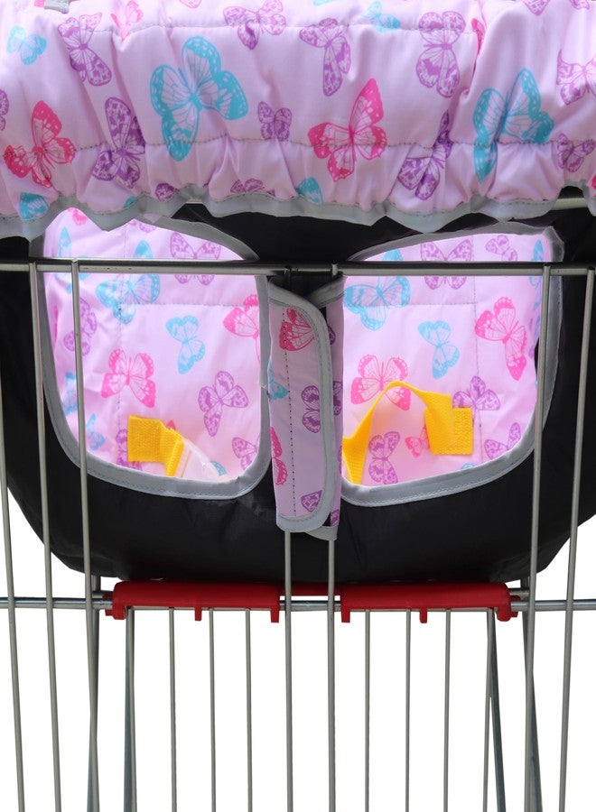 Gowraps 2-in-1 Shopping Cart and High Chair Cover-Grocery Cart Cover for Babies Toddlers Infants Resturant Highchair Cover-Padded Folds to Portable Pouch for Baby Boy Girl (Butterfly) - Image 3