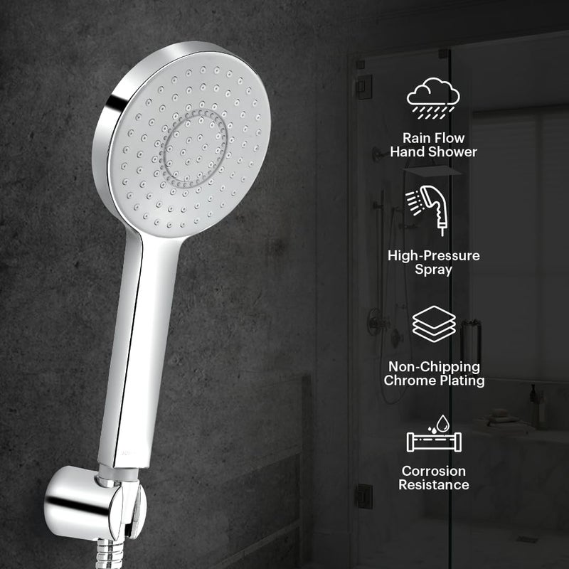 Johnson Bathrooms Johnson Pacific Hand Shower with 15mt Hose Hook Rain flow Handheld Round Shower HighPressure ABS Material AntiCorrosion Single Flow Hand Shower 1 Year Warranty S0117CAMZ Chrome  - Image 4