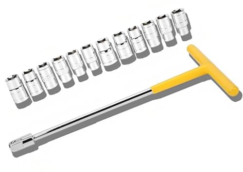 tianfeng SNE 13Pcs Vehicle Car T Shaped Handle Wrench Spanner With 8-19Mm 1/2 Socket Tool Set, Hex - Image 5
