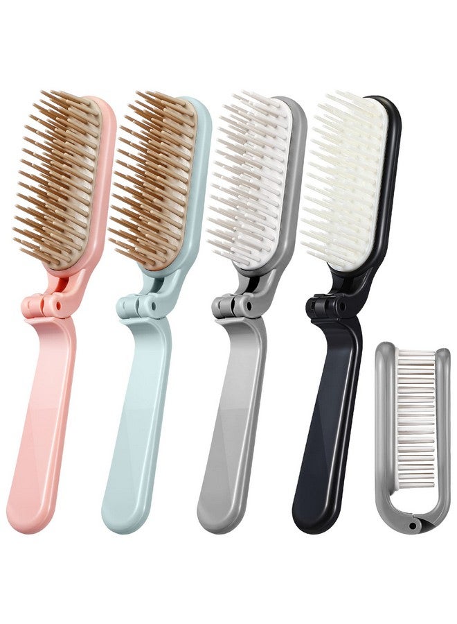 Yinkin 4 Pieces Folding Hair Brush Mini Foldable Hair Combs Compact Portable Pocket Size Travel Hair Brush For Women Men Family School Travel Car Gym Bag Purse - Image 1
