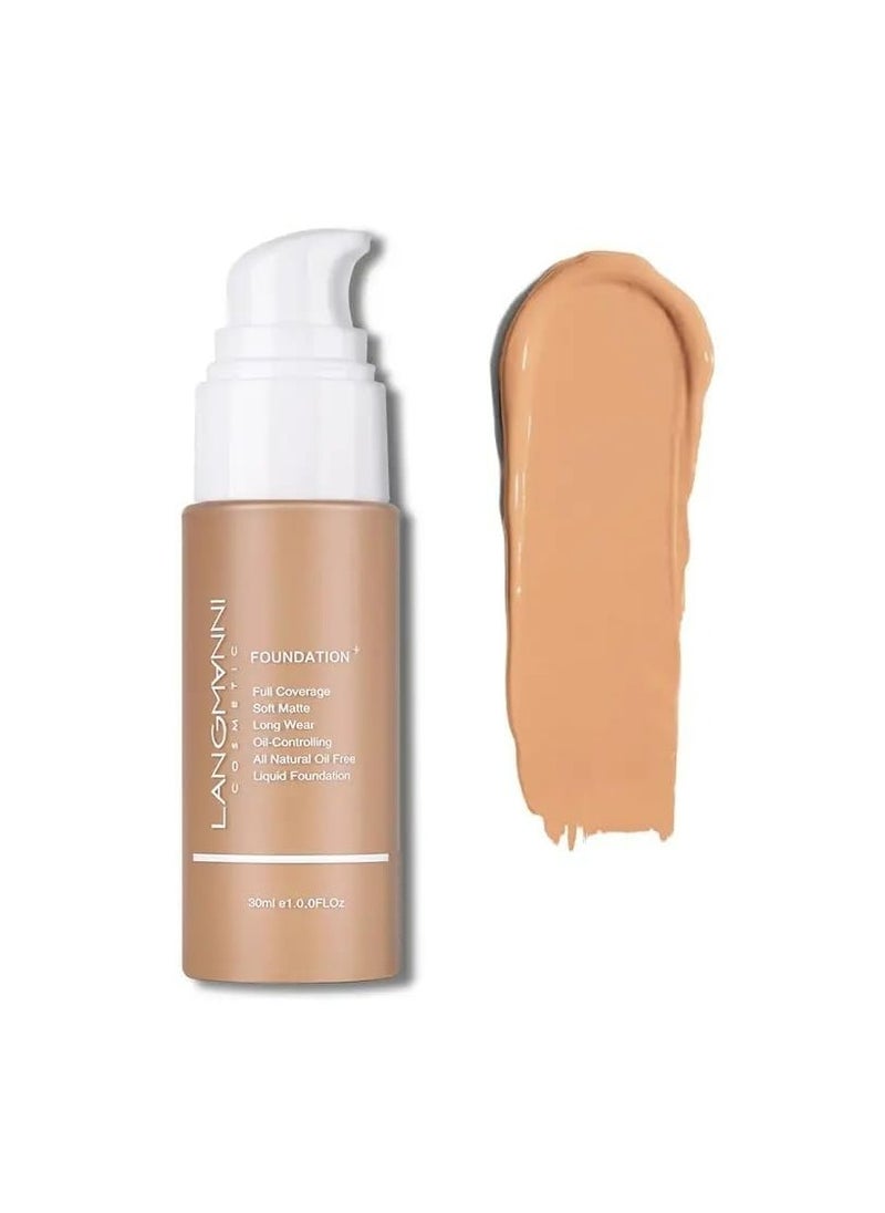 LANGMANNI Langmanni Matte Oil-Control Liquid Foundation: Fresh, Long-Lasting, Waterproof Coverage (Tan)  - Image 1