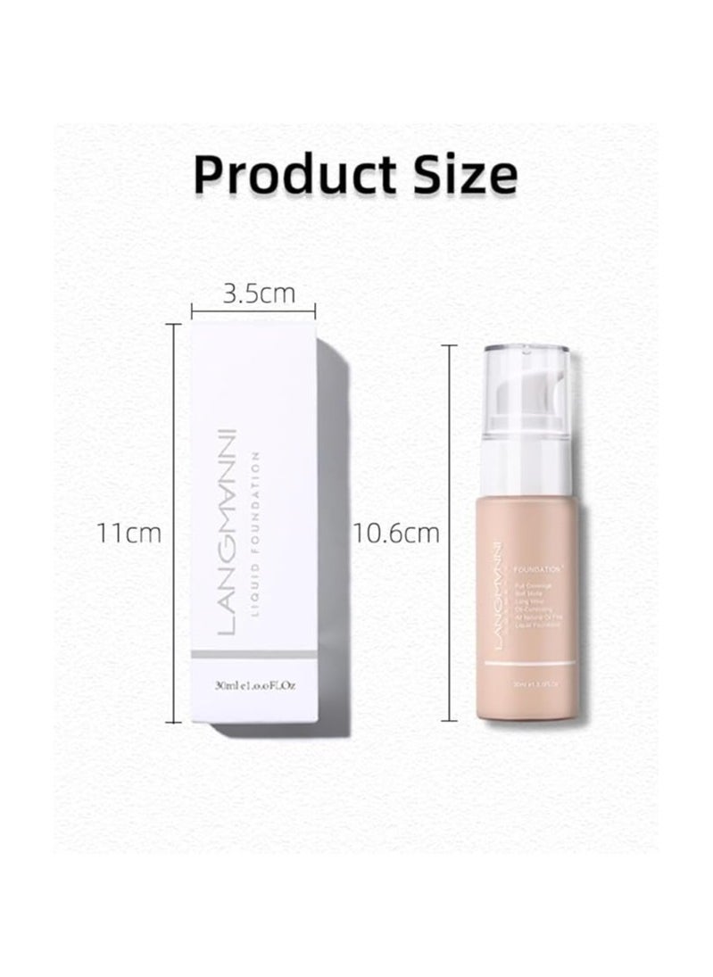LANGMANNI Langmanni Matte Oil-Control Liquid Foundation: Fresh, Long-Lasting, Waterproof Coverage (Tan)  - Image 3