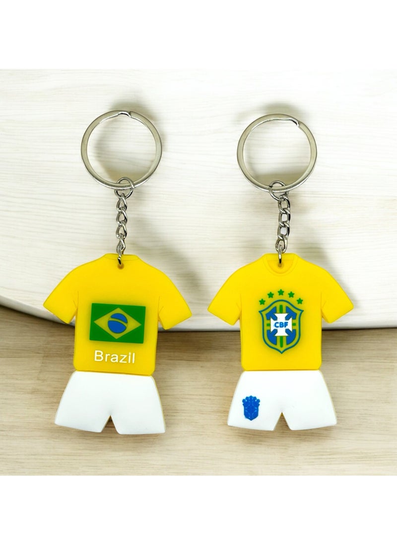 MARIO DRAFTS Football Team Keychain Soccer Jersey with Logo Yellow and White  - Image 1