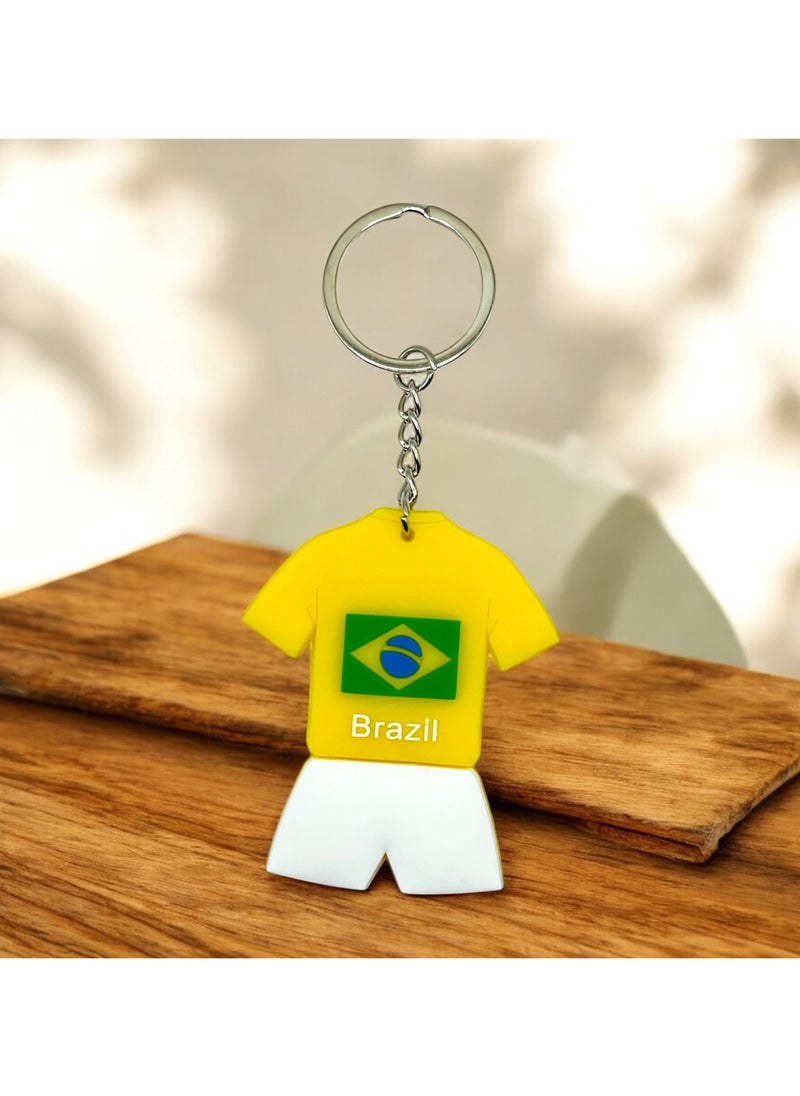 MARIO DRAFTS Football Team Keychain Soccer Jersey with Logo Yellow and White  - Image 2