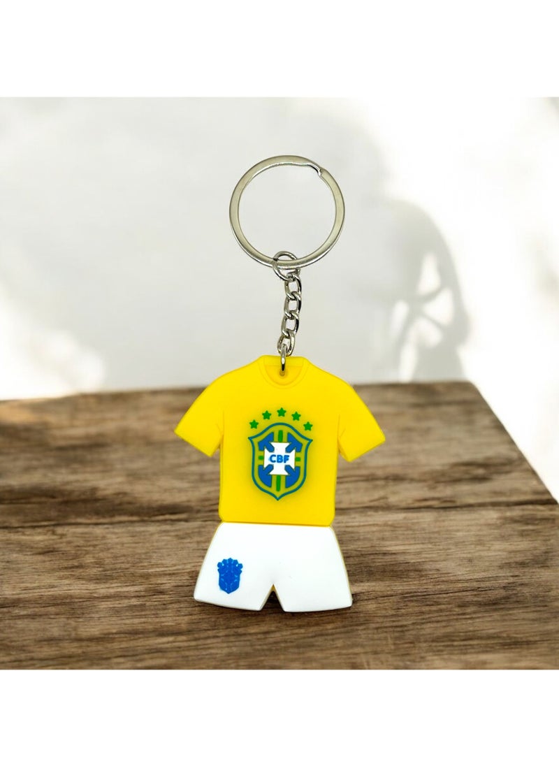 MARIO DRAFTS Football Team Keychain Soccer Jersey with Logo Yellow and White  - Image 3