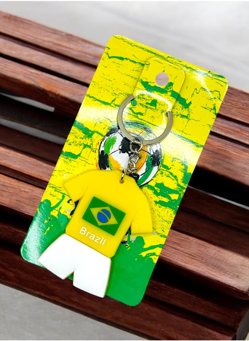 MARIO DRAFTS Football Team Keychain Soccer Jersey with Logo Yellow and White  - Image 4