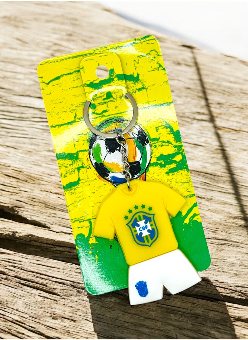 MARIO DRAFTS Football Team Keychain Soccer Jersey with Logo Yellow and White  - Image 5
