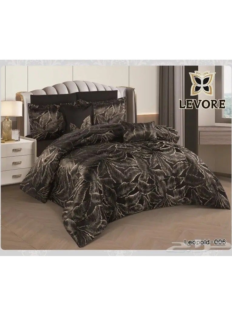 ليفور مفرش نفرين حرير ثقيل فاخر مكون من 8 قطع لحاف مقاس كنج 220 في 240سم