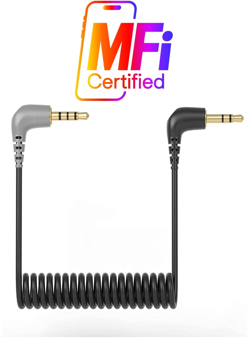 سيوسي كابل محول ، رقعة ميكروفون ، سلك ميكروفون بزاوية يمنى ملفوف 1/8 ذكر متوافق مع iPhone ، هاتف ذكي ، أجهزة لوحية مع Rode SC7 ، VideoMic ، BOYA ، والمزيد من الميكروفون الخارجي - Image 1