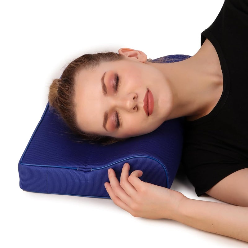 KUDIZE Cervical Pillow spondylosis Neck and Back Pain Support Stress Universal Senior Citizen Men & Women (Blue) - Image 1